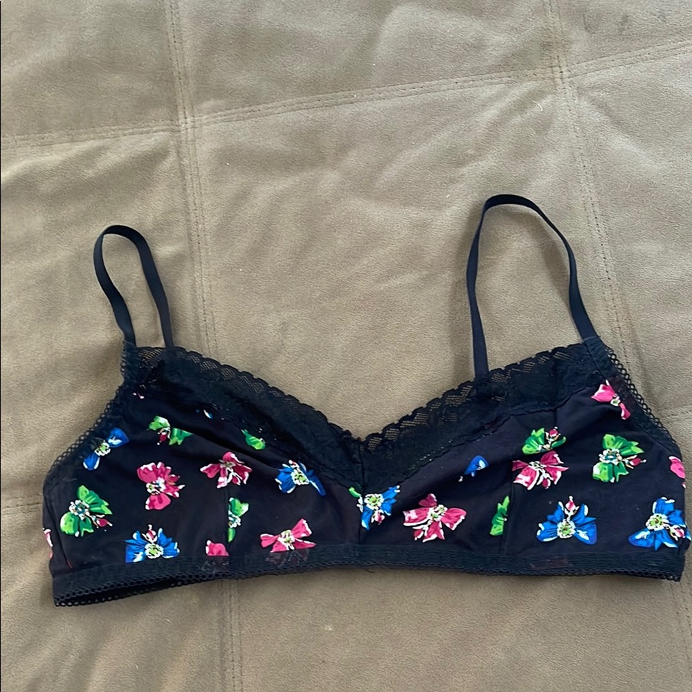Savage X Fenty Black and Blue Floral Lace Bralette